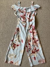 Girls Next Cropped Floral Jumpsuit Pale Blue & Pinks Aged 11 Years