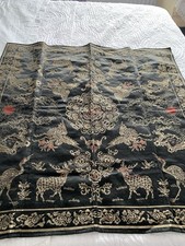 Antique Chinese Brocade Textile Silk Fabric Panel Qing Dynasty  34”x 34”