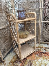 Vintage Bamboo Rattan 3 Tier Shelf Display Unit Mid Century Retro