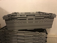 Unstolen black stackable plastic storage crate 