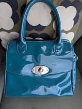 Clarks Teal Green Handbag Zip Fastening Faux Leather Retro Style