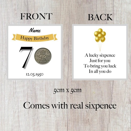 Personalised lucky sixpence - personalised,