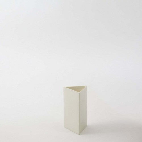 Cream triangular vase - vase,