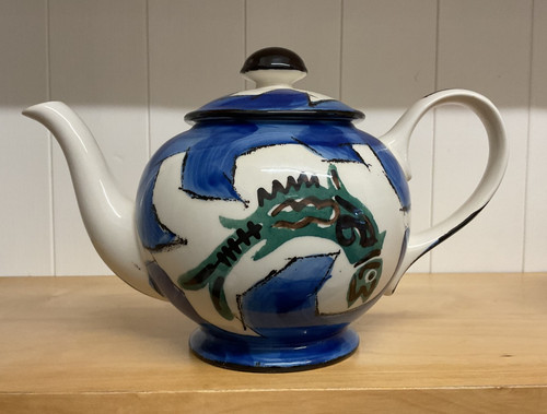 Spongeware teapot tradition - teapot,