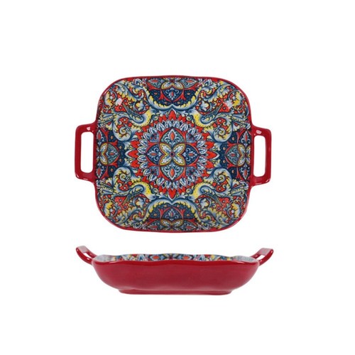 Square bohemian ceramic plate - bohemian,