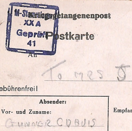 Germany ww2 pow mail - mail, card