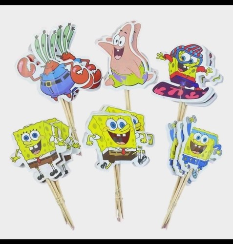Spongebob cake picks - spongebob,