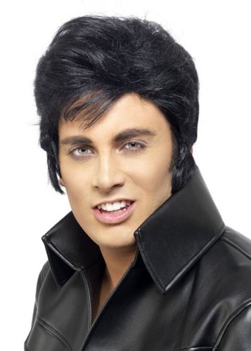 Black elvis wig - black,