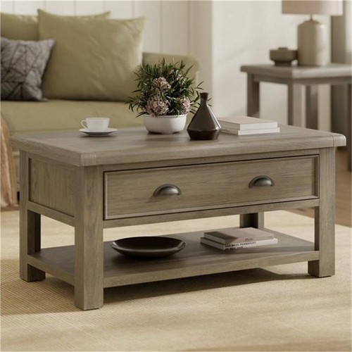 Oak coffee table with - oak, drawer