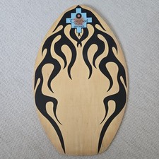 Rare Vintage Tribal Surf Skim Boards Black Flames Design 30" Wooden Beach Board 