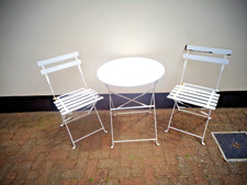 Bistro Style, Metal, Folding Table And Two Folding Chairs