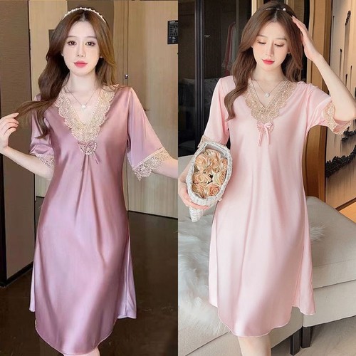 Women satin nightdress faux - nightdress,