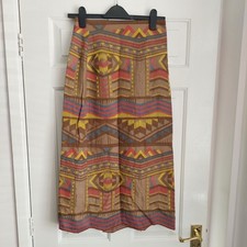 Zara Brown Aztec Midi Skirt