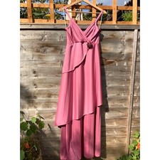 Dusty Rose Halston-like 1970s drape maxi evening dress ILGWU Union Made in USA