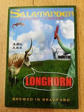Beer pump clip badge, Salamander Brewing, Longhorn, Cow & Animal Theme