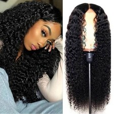 Women Lace Front Brazilian Remy Human Full Wig Hair Human Hair Wig Curly Wave UK
