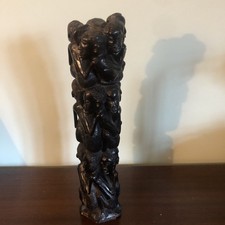 African "Tree of Life" By Makonde Hand Carved Real Ebony Wood Statue 13”