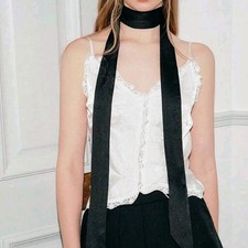 Women Black Satin Choker Tie
