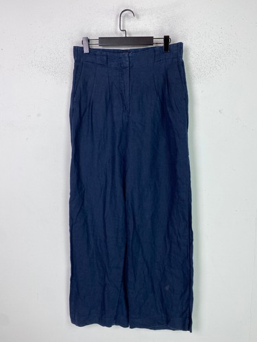 Navy linen wide - wide, leg