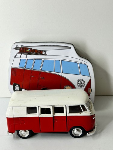 Welly red camper van die - vw,