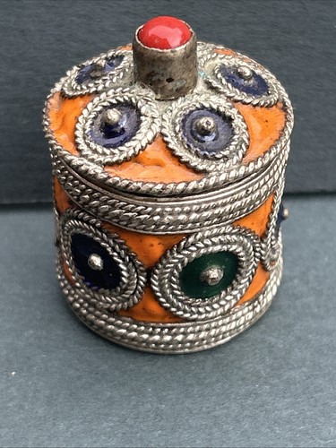 Antique silver tone enamel - antique,