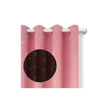 Pink Heart Curtains for Girls Bedroom – Kids Curtains with Glow in The Dark H...