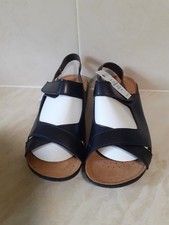 Navy Leather Slingback Sandals