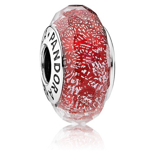 Pandora red faceted - faceted, shimmer