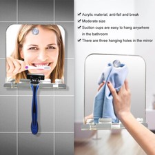 Shower Shaving Mirror Strong Shatter Proof Anti-fog Travel Camping Suction Hook