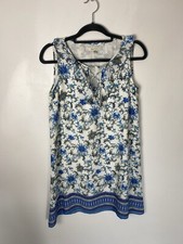 Max Studio Blue White Floral A-Line Dress Size XS Mamma Mia Retro *Flaw* UK 8-10
