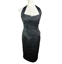 Amy Childs Black Quilted Midi Dress Halter Neck Women’s UK Size 12