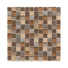 Salerno Brown Bronze Beige Glass Stone & Polished Metal Full Sheet Mosaic Border