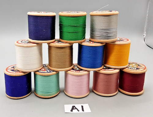 Vintage wooden cotton - wooden, reels