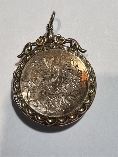 Yellow gold engraved locket - engraved,