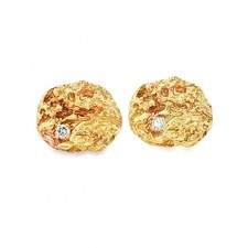 9ct Yellow Gold Diamond Nugget Cufflinks - 21x18mm - 0.30ct