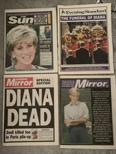 Princess Diana’s Death Newspaper Bundle August 31st & 6th Sept Tabloids X 4