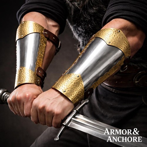 Medieval steel bracers - medieval, pair