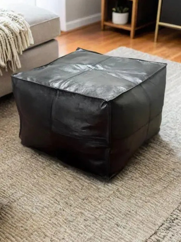 Moroccan leather ottoman - moroccan,