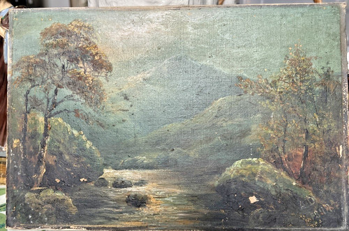 Antique oil painting canvas - oil,