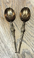 PAIR OF VINTAGE GOLD COLOURED GILT ANNOINTING SPOONS