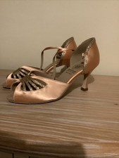 Beautiful Supadance Ballroom Peep Toe Glitzy Trimmed Peach Dance Shoes Size 5