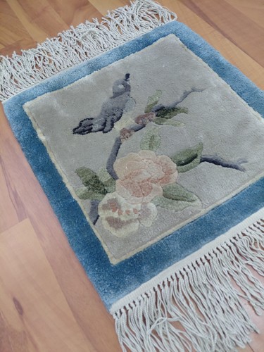 Handmade bird rug bamboo - bamboo, silk