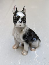 Vintage Black White French Bulldog Porcelain Figurine Dog Boxer Bone China
