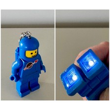 Lego® Minifigure Spaceman Key Chain Key Ring LED Light Torch Blue 3” 2012