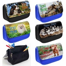 Personalised Pencil Case Dog Glasses Make Up Travel Bag Alsatian Puppy Gift