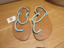 ladies BN Atmosphere turquoise blue flat open thong toe sandals, size 38 5 *