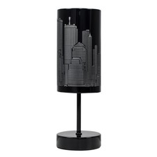 New York Skyline Touch Table Lamp Bedside 21CM Gloss Black Light LED Bulbs