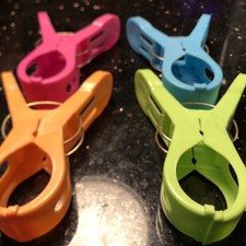 4no Sunbed Towel Clips for Beach Laundry Clothes Large Lounger Pegs & Clamps