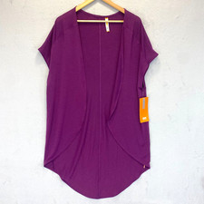 Lucy Yoga Flow Wrap Top Medium Athletic Purple Breathable Open Front Mesh NWT