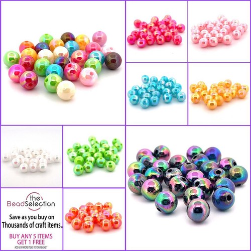 100 acrylic beads lustre - 'ab',